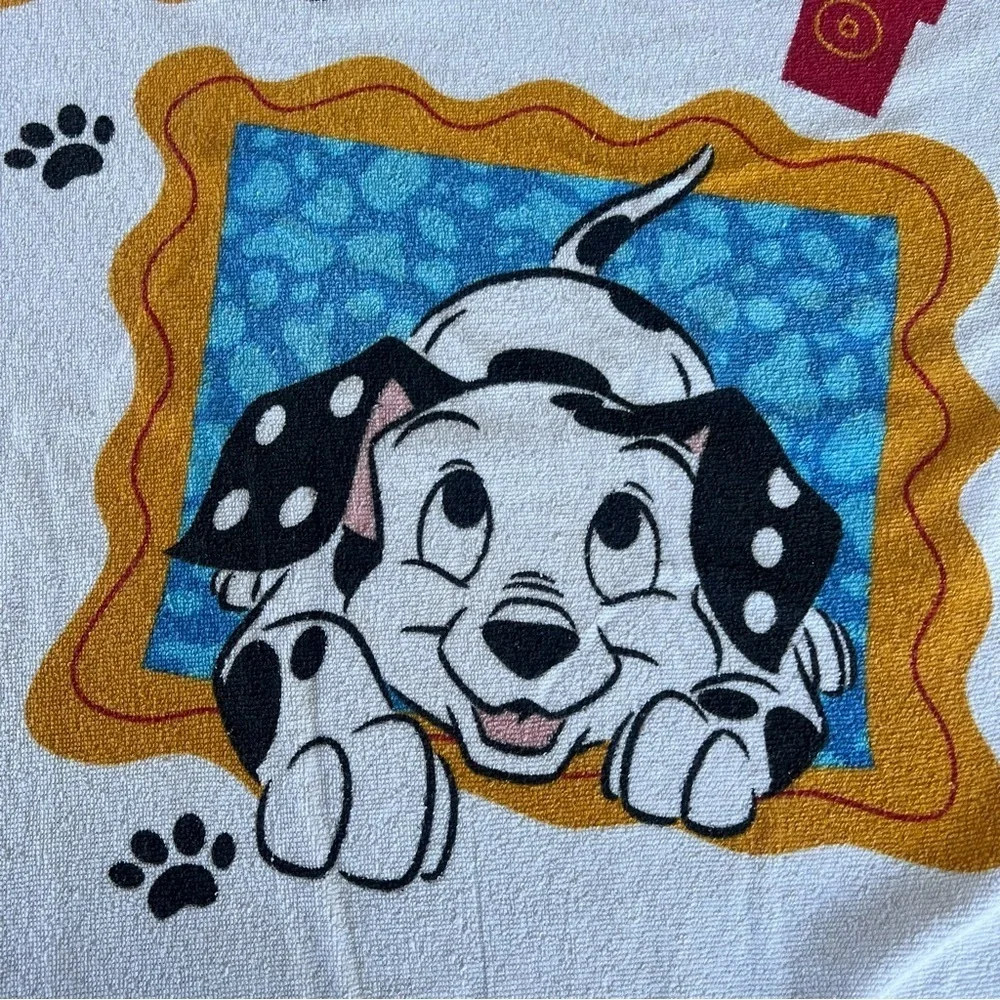 VTG Disney 101 Dalmatians Beach Towel Franco 100% Cotton Made In Brazil 27x53